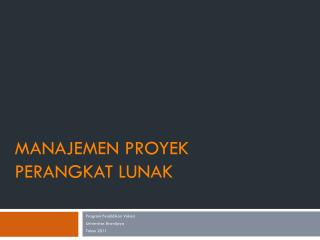 MANAJEMEN PROYEK PERANGKAT LUNAK