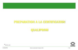 PREPARATION A LA CERTIFICATION QUALIPROM