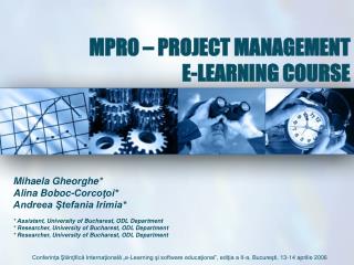 MPRO – PROJECT MANAGEMENT E-LEARNING COURSE