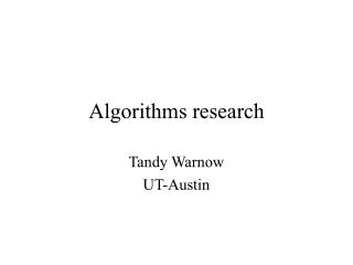 Algorithms research