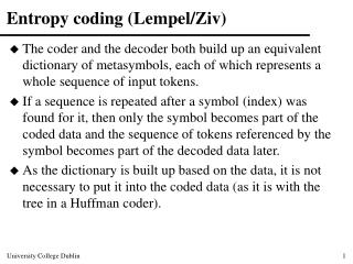 Entropy coding (Lempel/Ziv)