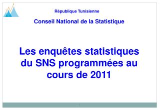 Les enquêtes statistiques du SNS programmées au cours de 2011