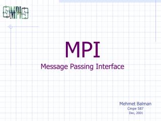 MPI Message Passing Interface