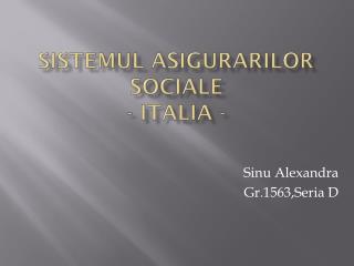Sistemul asigurarilor sociale - ITALIA -
