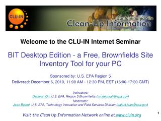 Welcome to the CLU-IN Internet Seminar