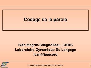 Codage de la parole