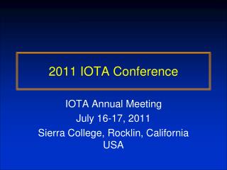 2011 IOTA Conference