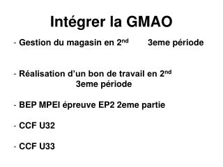 Intégrer la GMAO