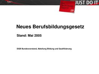 Neues Berufsbildungsgesetz