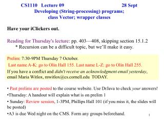 Prelim : 7:30-9PM Thursday 7 October.