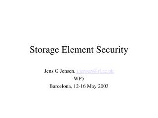 Storage Element Security