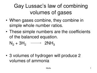 Gay Lussac’s law of combining volumes of gases