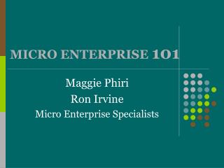 MICRO ENTERPRISE 101