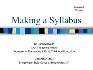 Making a Syllabus