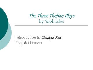 The Three Theban Plays by Sophocles