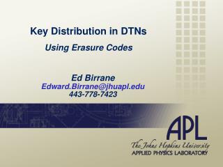 Key Distribution in DTNs Using Erasure Codes