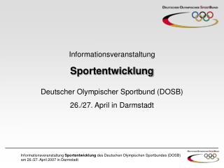 Informationsveranstaltung Sportentwicklung Deutscher Olympischer Sportbund (DOSB)