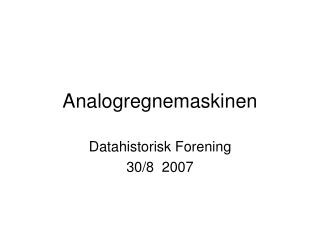 Analogregnemaskinen