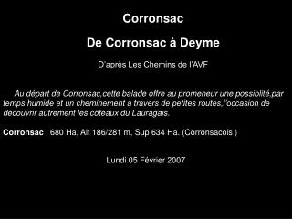 Corronsac De Corronsac à Deyme D’après Les Chemins de l’AVF