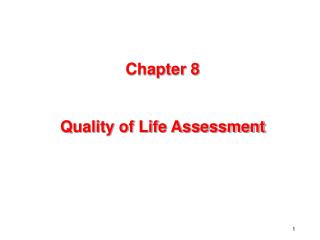 Chapter 8 Quality of Life Assessment