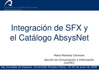 Integración de SFX y el Catálogo AbsysNet