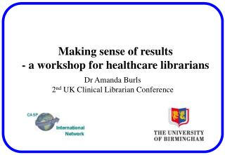 Making sense of results - a workshop for healthcare librarians