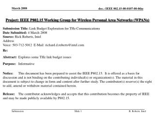 Project: IEEE P802.15 Working Group for Wireless Personal Area Networks (WPANs)