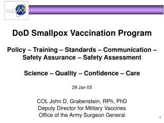 DoD Smallpox Vaccination Program