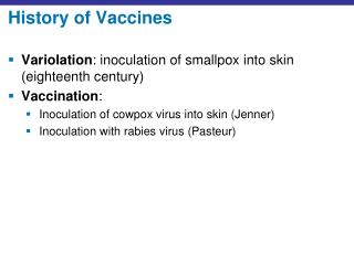 History of Vaccines