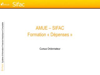 AMUE – SIFAC Formation « Dépenses »