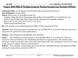 Project: IEEE P802.15 Working Group for Wireless Personal Area Networks (WPANs)