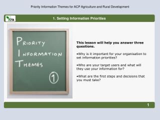 1. Setting Information Priorities