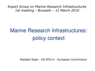 Marine Research Infrastructures: policy context