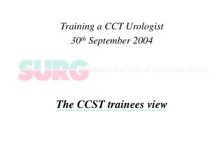 Training a CCT Urologist 30 th September 2004 The CCST trainees view
