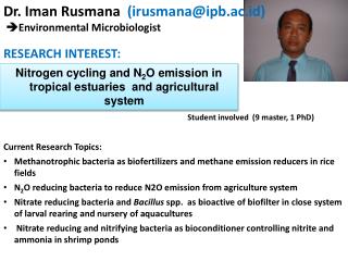 Dr. Iman Rusmana (irusmana@ipb.ac.id)  Environmental Microbiologist