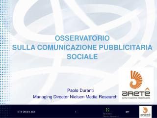 OSSERVATORIO SULLA COMUNICAZIONE PUBBLICITARIA SOCIALE