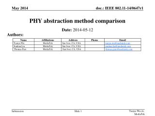 PHY abstraction method comparison