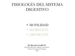 FISIOLOGÍA DEL SISTEMA DIGESTIVO