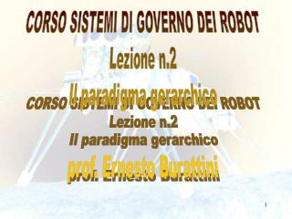 CORSO SISTEMI DI GOVERNO DEI ROBOT Lezione n.2 Il paradigma gerarchico prof. Ernesto Burattini