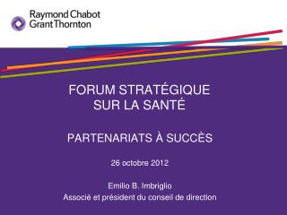 FORUM STRATÉGIQUE SUR LA SANTÉ