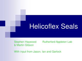 Helicoflex Seals