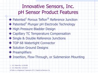 Innovative Sensors, Inc. pH Sensor Product Features