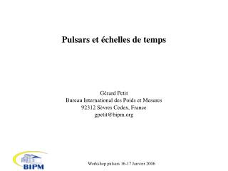 Pulsars et échelles de temps