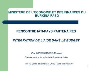 MINISTERE DE L’ECONOMIE ET DES FINANCES DU BURKINA FASO