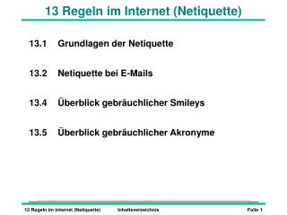 13 Regeln im Internet (Netiquette)