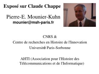 CNRS &amp; Centre de recherches en Histoire de l'Innovation U niversit é Paris-Sorbonne