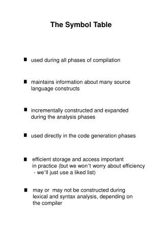 The Symbol Table