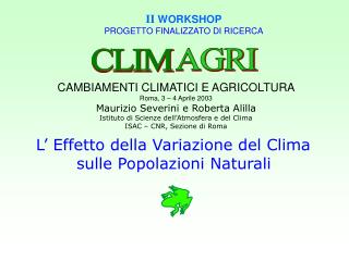 II WORKSHOP PROGETTO FINALIZZATO DI RICERCA