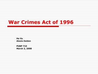 War Crimes Act of 1996