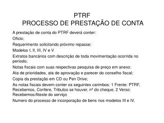 PTRF PROCESSO DE PRESTAÇÃO DE CONTA